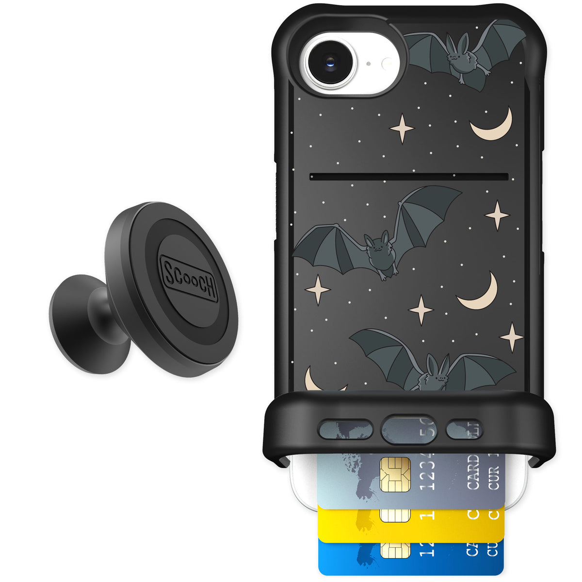 Scooch Wingmate Batty Skies for iPhone 16e — Starter Bundle
