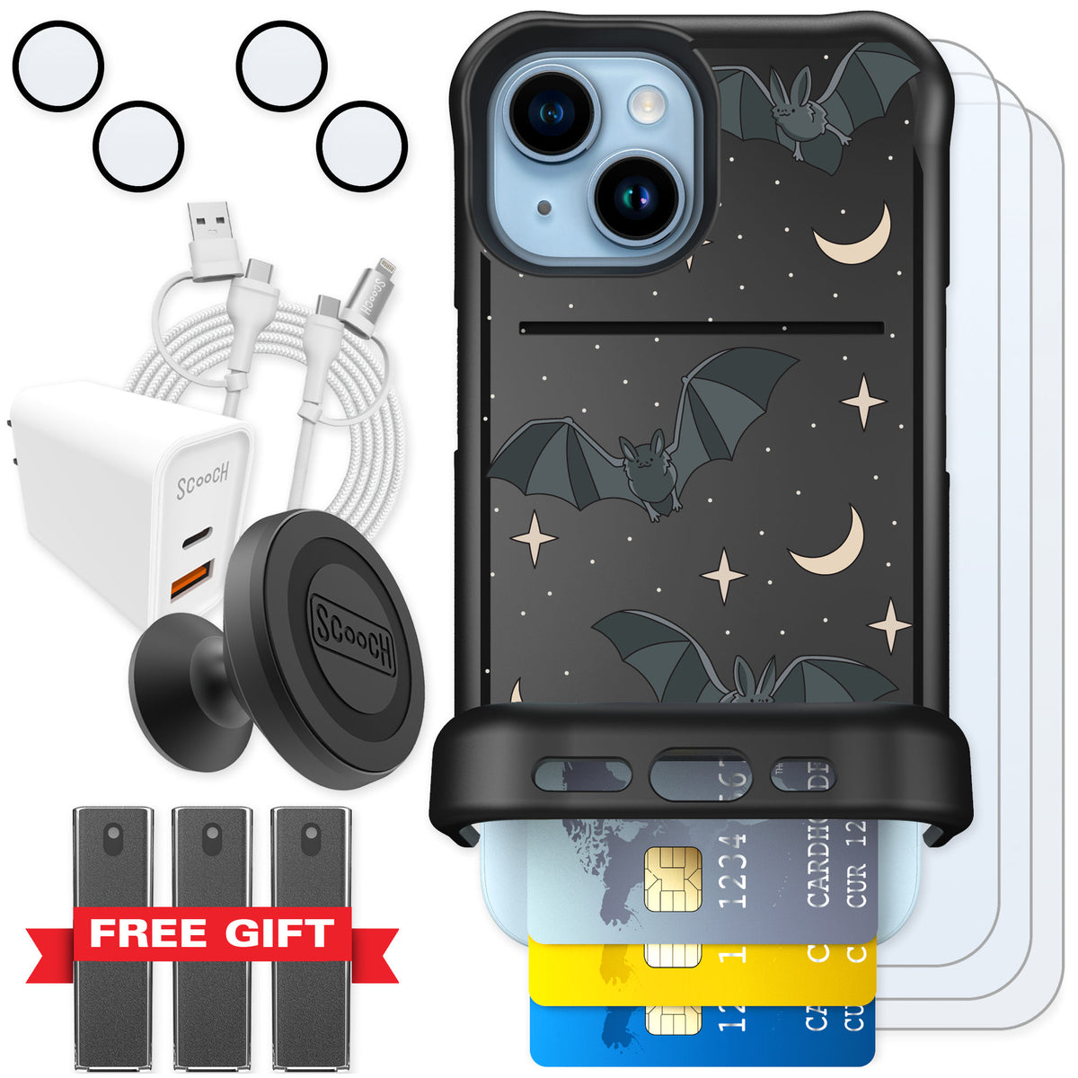 Scooch Wingmate Batty Skies for iPhone 15 — Ultimate Bundle