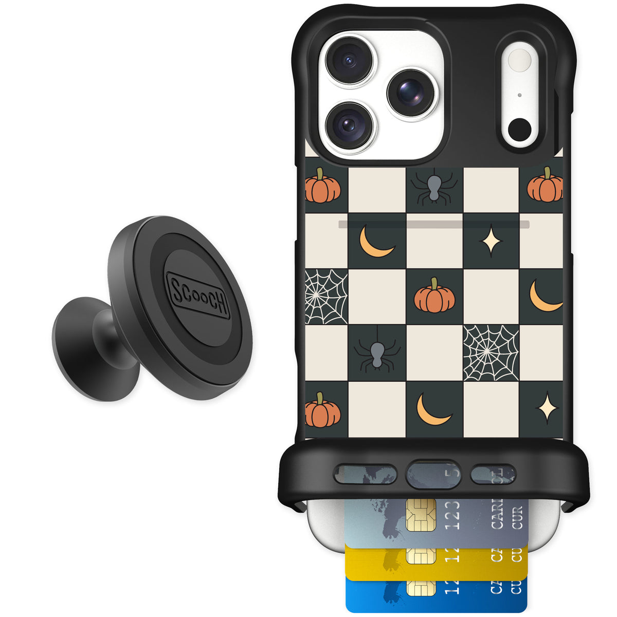 Scooch Wingmate Spooky Squares for iPhone 18 Pro Max — Starter Bundle
