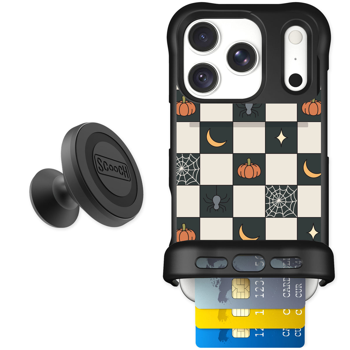 Scooch Wingmate Spooky Squares for iPhone 18 Pro — Starter Bundle