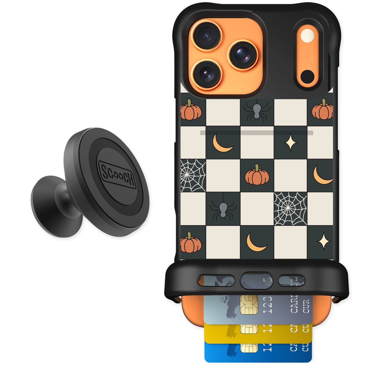 Scooch Wingmate Spooky Squares for iPhone 17 Pro Max — Starter Bundle