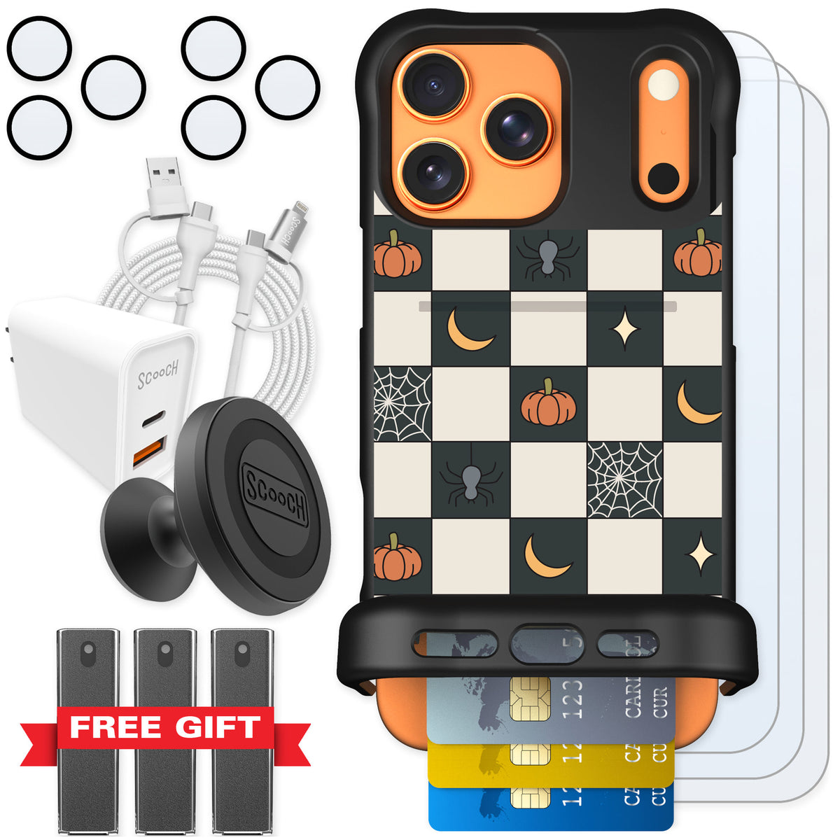 Scooch Wingmate Spooky Squares for iPhone 17 Pro Max — Ultimate Bundle