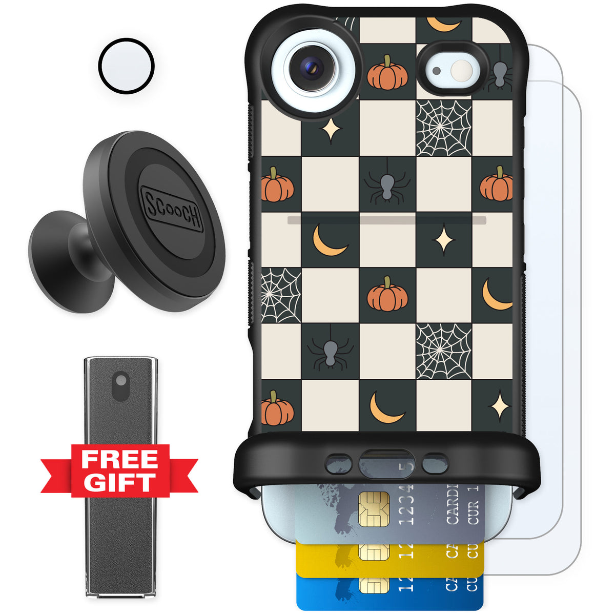 Scooch Wingmate Spooky Squares for iPhone Air — Defender Bundle