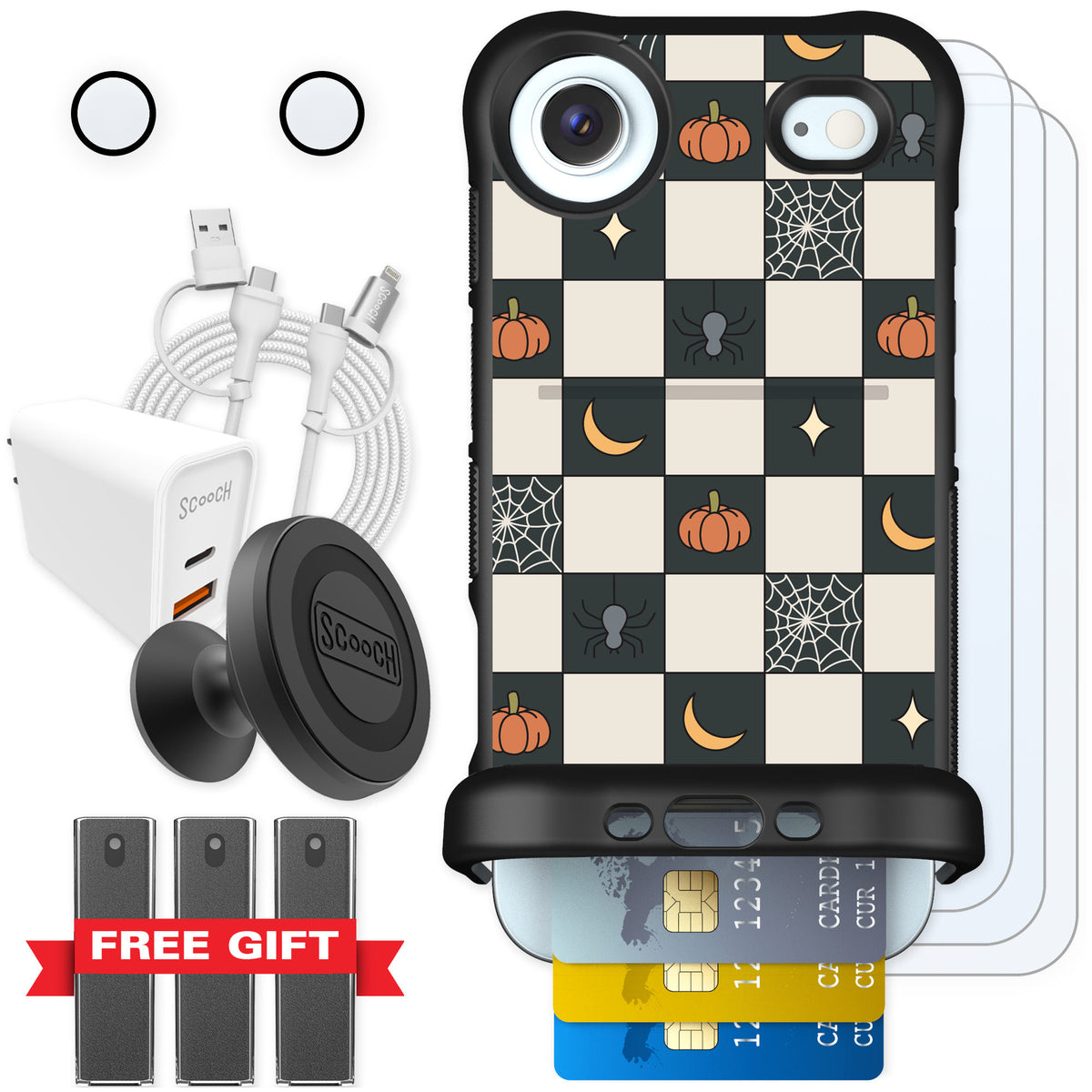 Scooch Wingmate Spooky Squares for iPhone Air — Ultimate Bundle