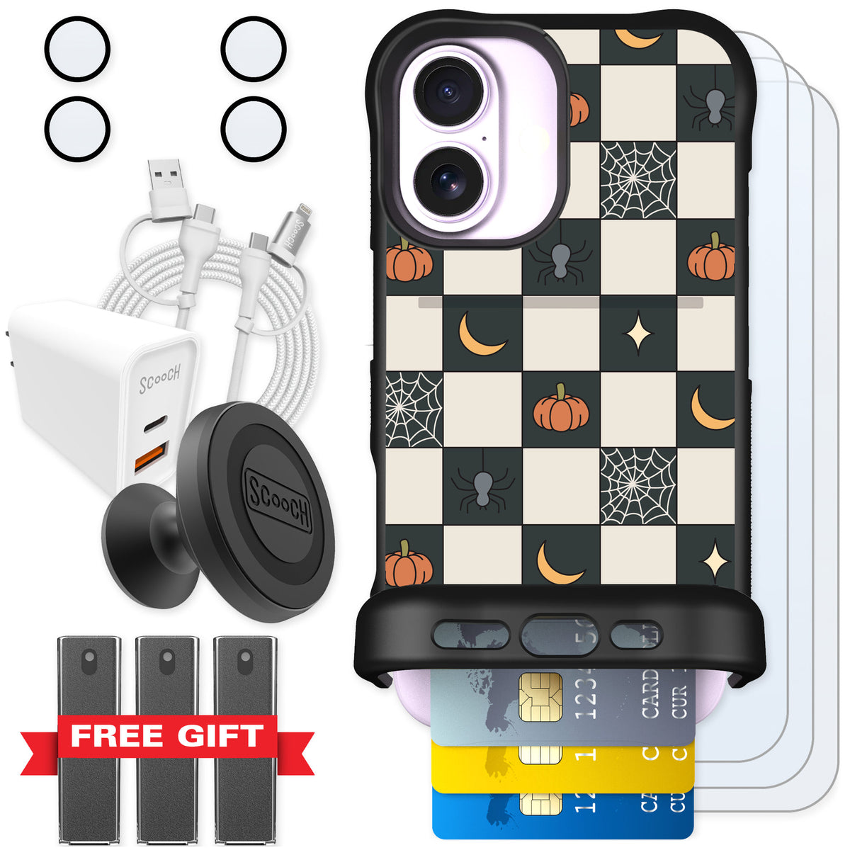Scooch Wingmate Spooky Squares for iPhone 17 — Ultimate Bundle