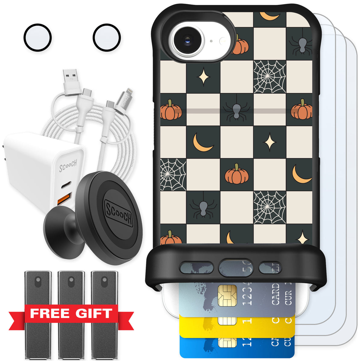 Scooch Wingmate Spooky Squares for iPhone 17e — Ultimate Bundle
