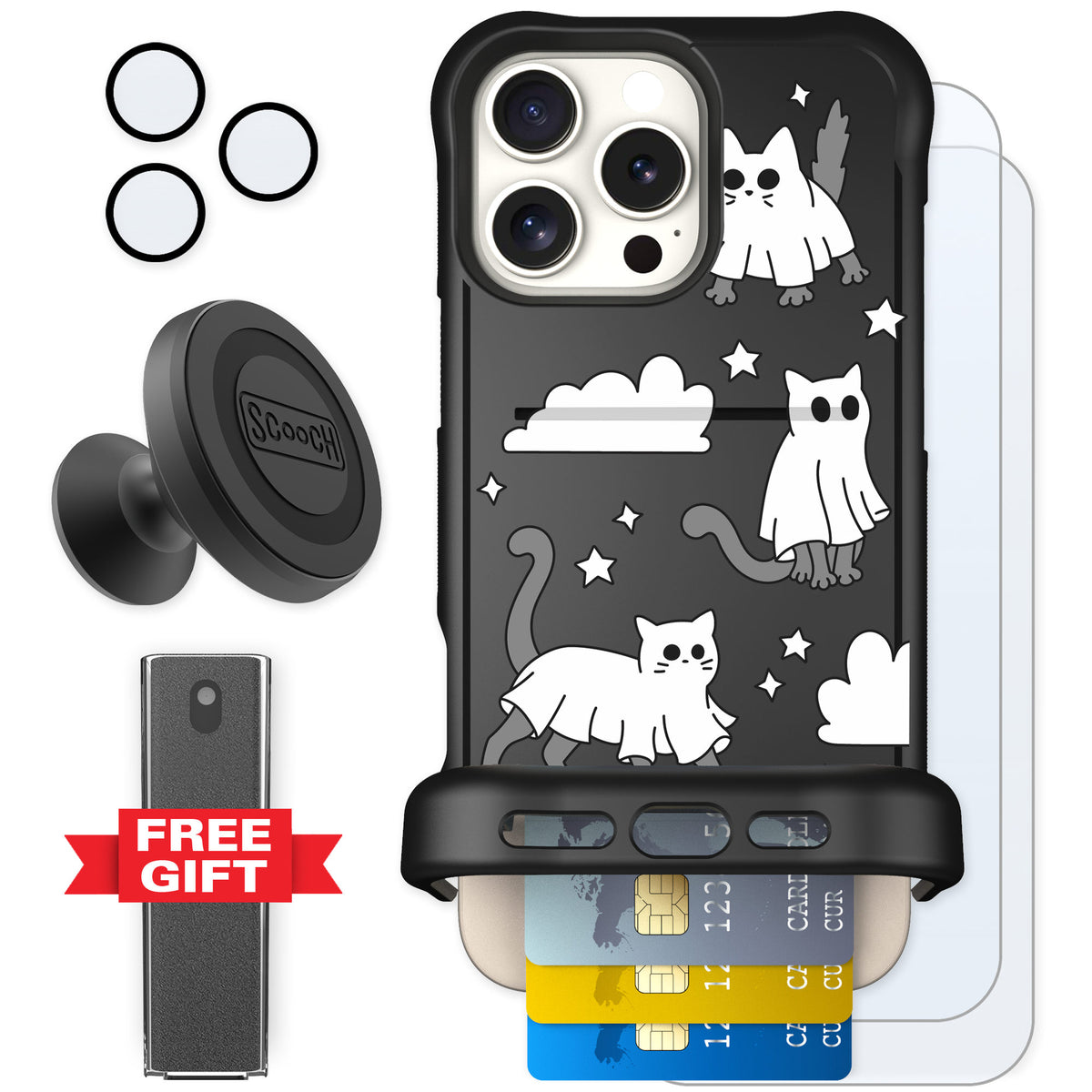 Scooch Wingmate Scaredy Cats for iPhone 16 Pro Max — Defender Bundle
