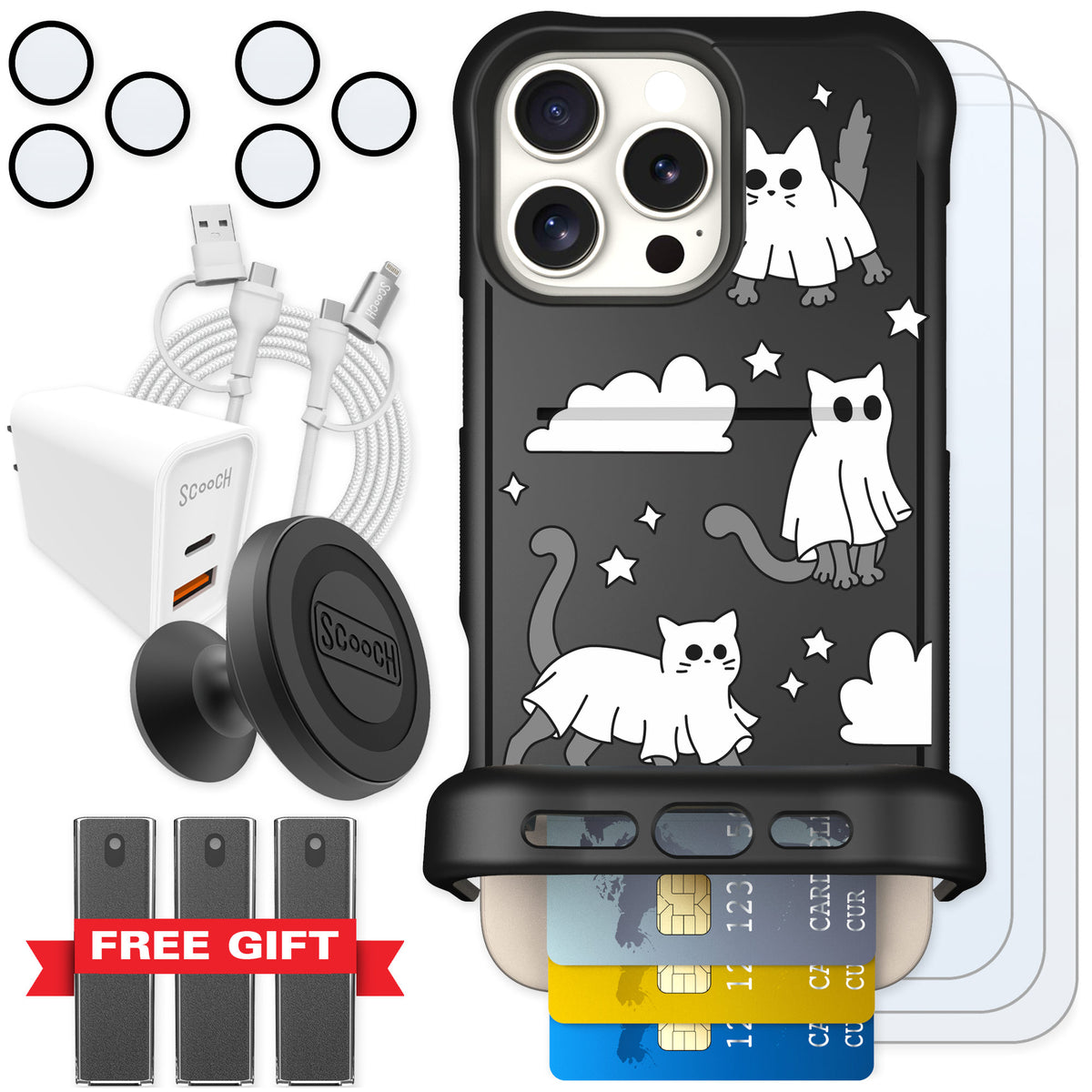 Scooch Wingmate Scaredy Cats for iPhone 16 Pro Max — Ultimate Bundle