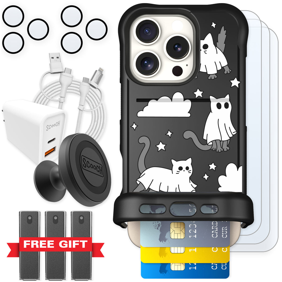Scooch Wingmate Scaredy Cats for iPhone 16 Pro — Ultimate Bundle