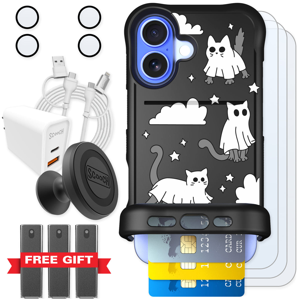 Scooch Wingmate Scaredy Cats for iPhone 16 — Ultimate Bundle