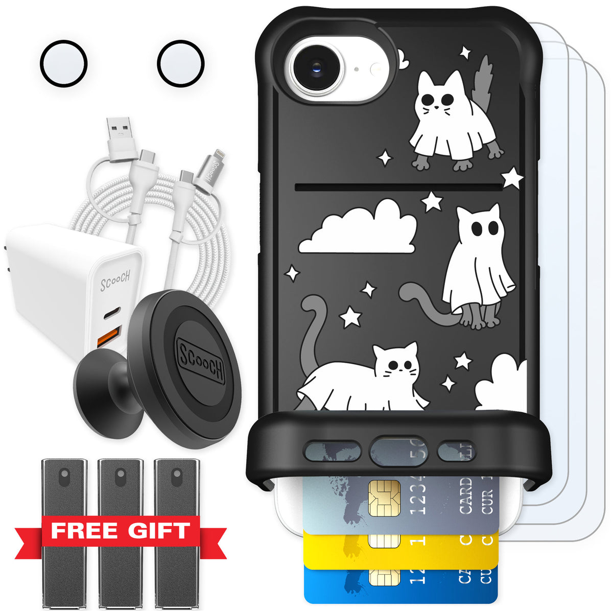 Scooch Wingmate Scaredy Cats for iPhone 16e — Ultimate Bundle