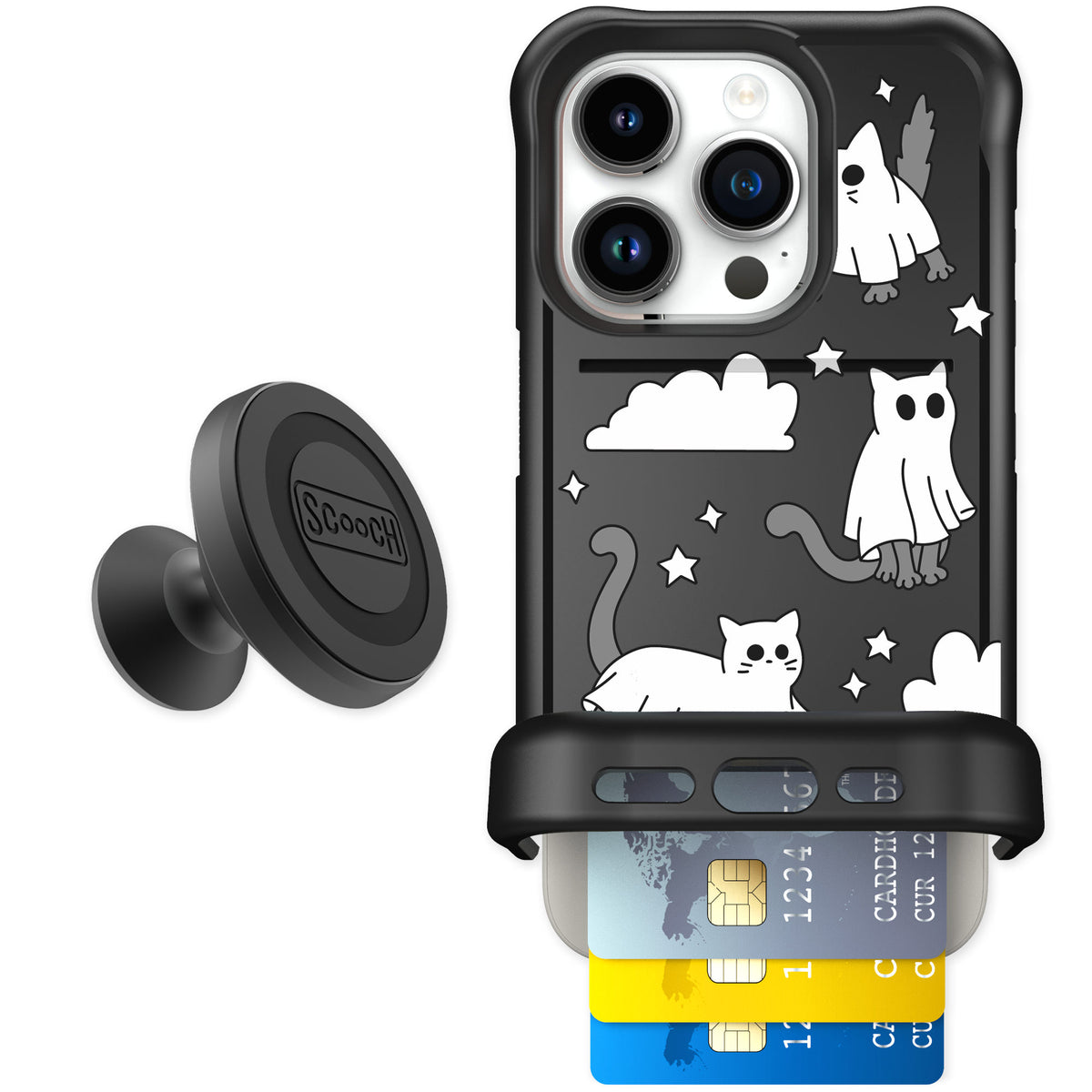 Scooch Wingmate Scaredy Cats for iPhone 15 Pro — Starter Bundle