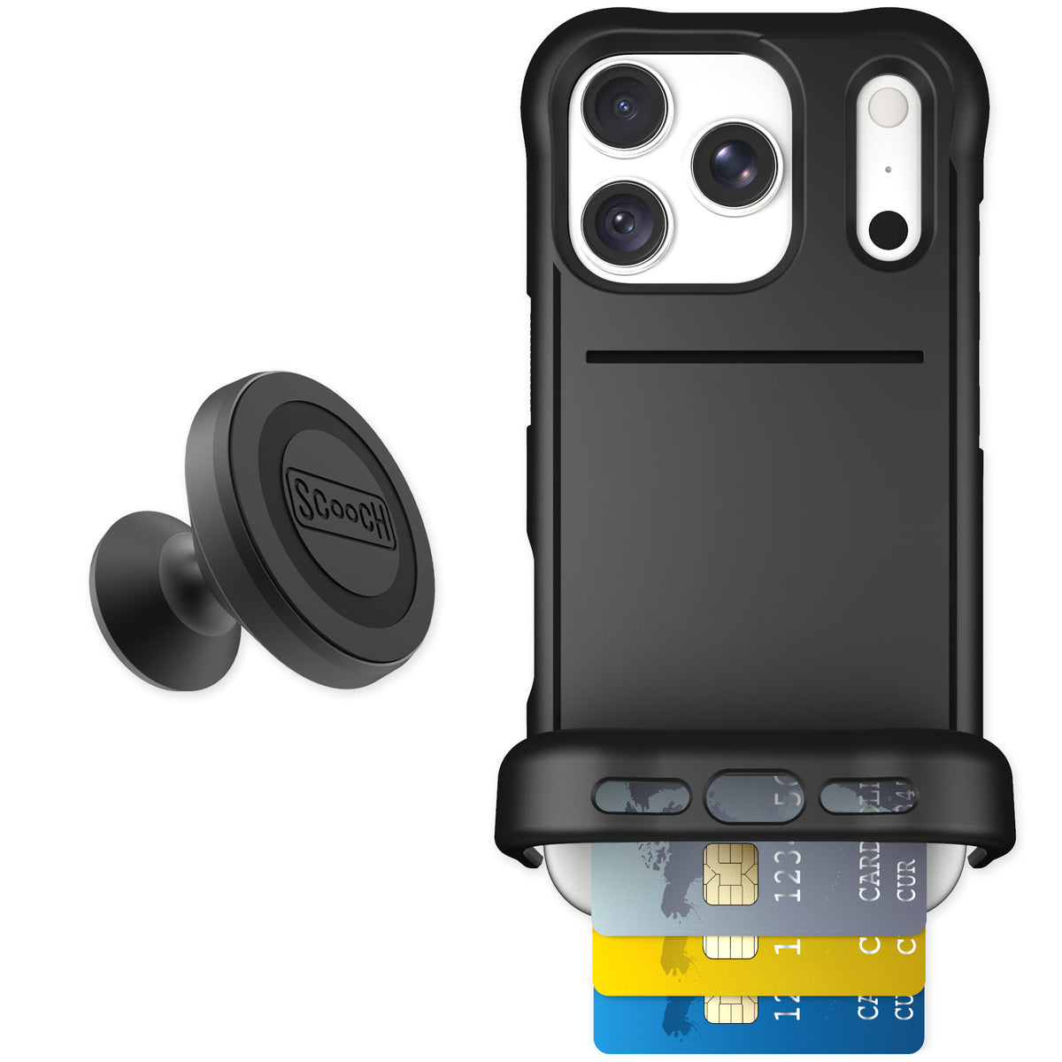 Scooch Wingmate Black for iPhone 18 Pro — Starter Bundle