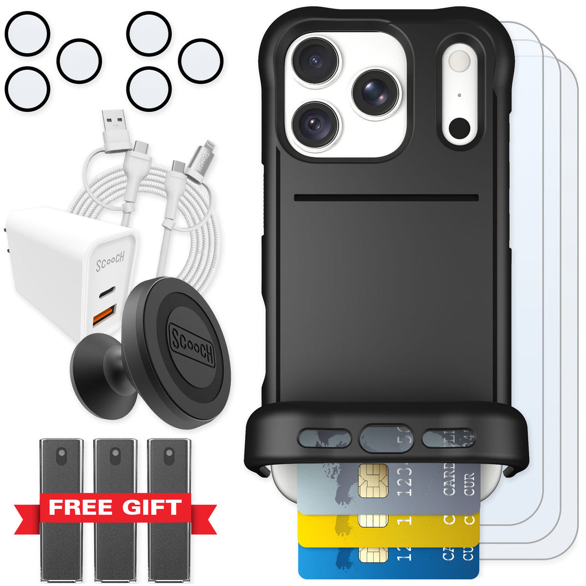 Scooch Wingmate Black for iPhone 18 Pro — Ultimate Bundle
