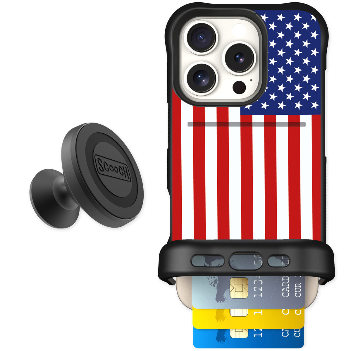Scooch Wingmate Stars And Stripes for iPhone 16 Pro — Starter Bundle