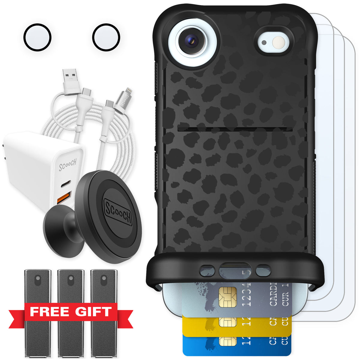 Scooch Wingmate Black Leopard for iPhone Air — Ultimate Bundle