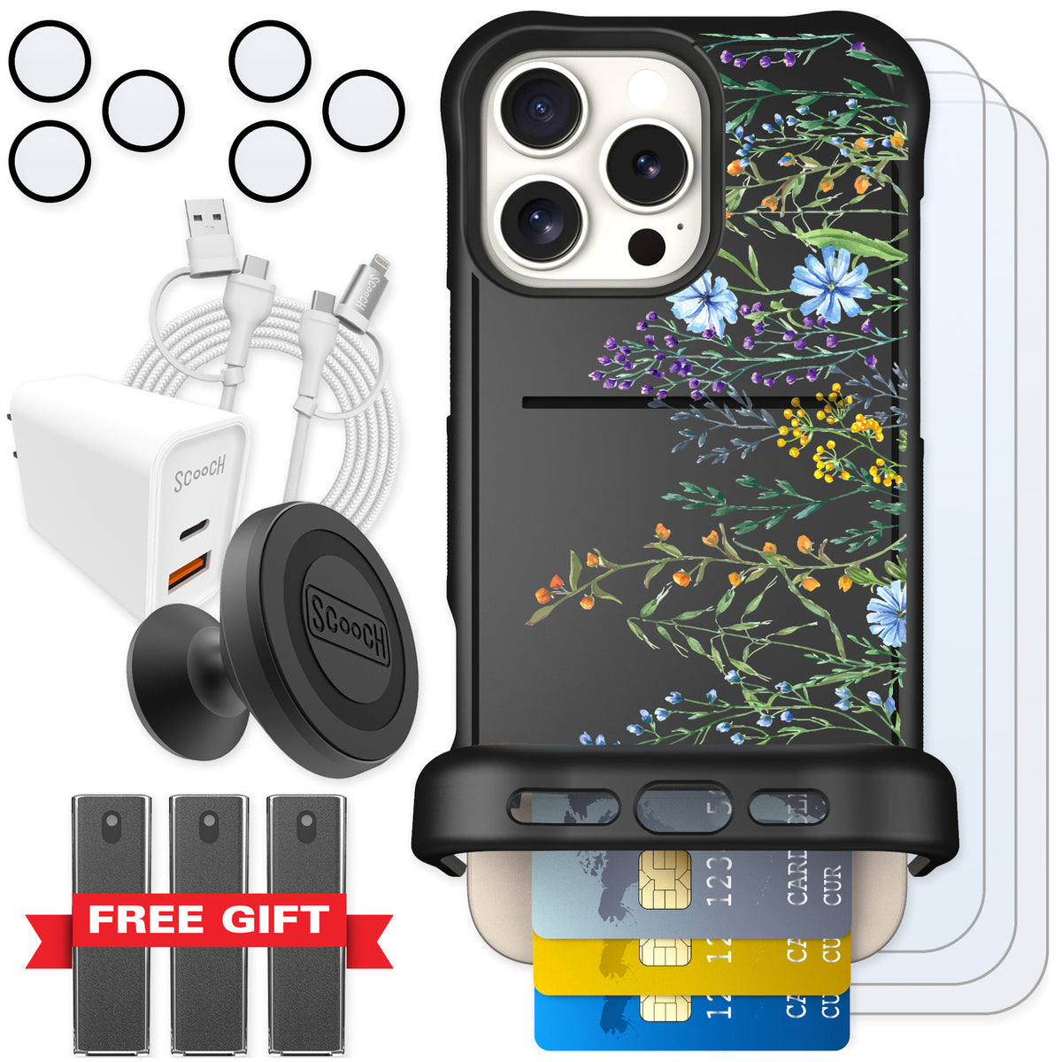 Scooch Wingmate Meadow Bloom for iPhone 16 Pro Max — Ultimate Bundle