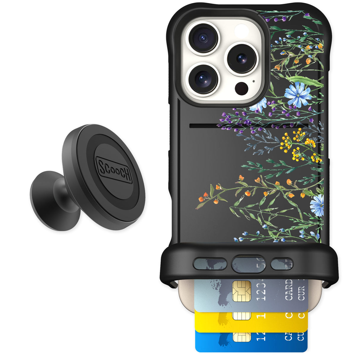 Scooch Wingmate Meadow Bloom for iPhone 16 Pro — Starter Bundle