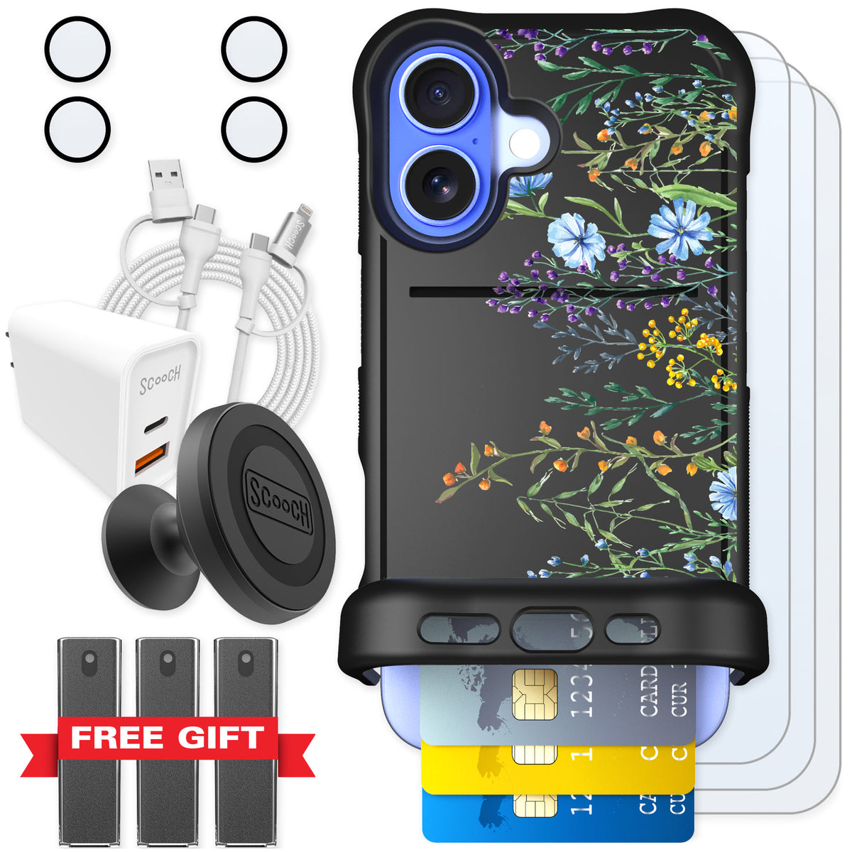 Scooch Wingmate Meadow Bloom for iPhone 16 — Ultimate Bundle