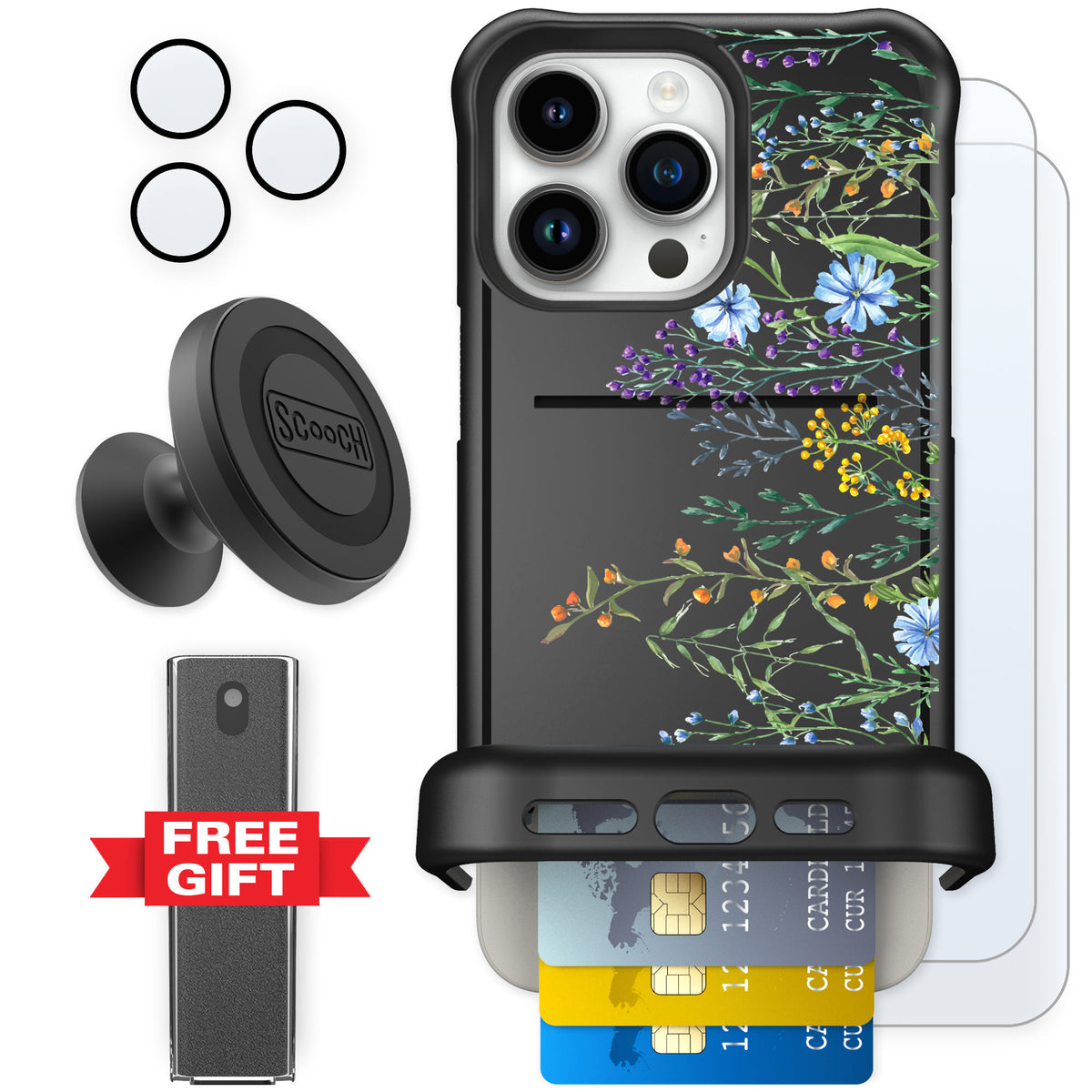Scooch Wingmate Meadow Bloom for iPhone 15 Pro Max — Defender Bundle