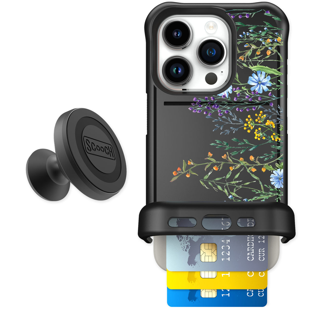 Scooch Wingmate Meadow Bloom for iPhone 15 Pro — Starter Bundle