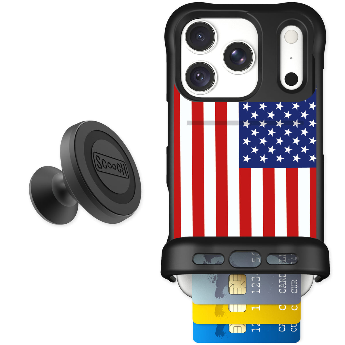 Scooch Wingmate Stars And Stripes for iPhone 18 Pro — Starter Bundle