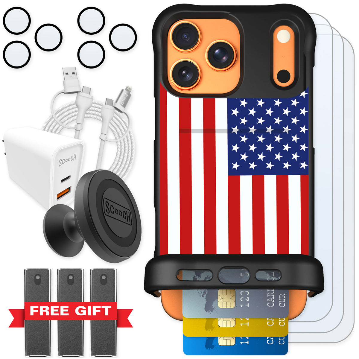 Scooch Wingmate Stars And Stripes for iPhone 17 Pro Max — Ultimate Bundle