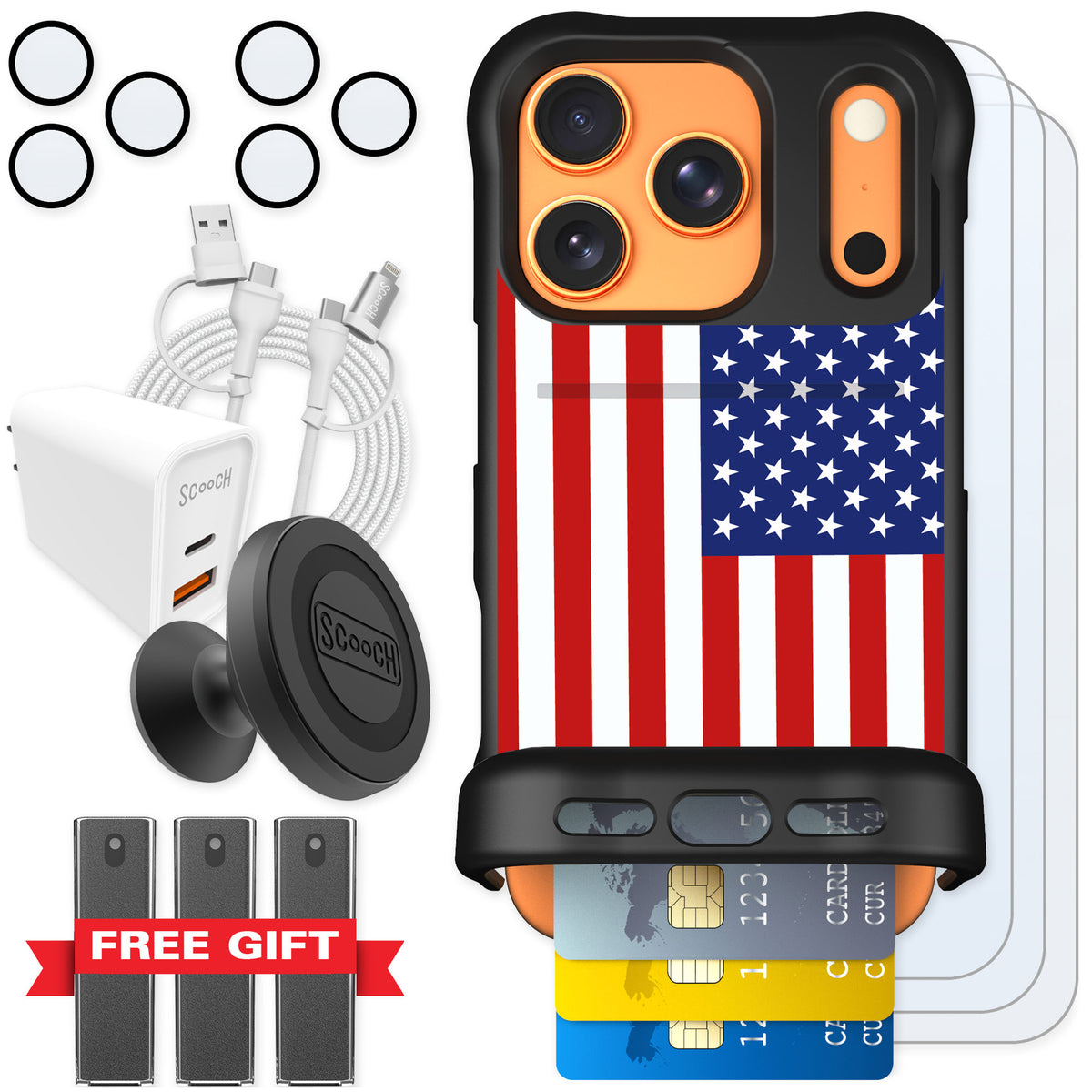 Scooch Wingmate Stars And Stripes for iPhone 17 Pro — Ultimate Bundle