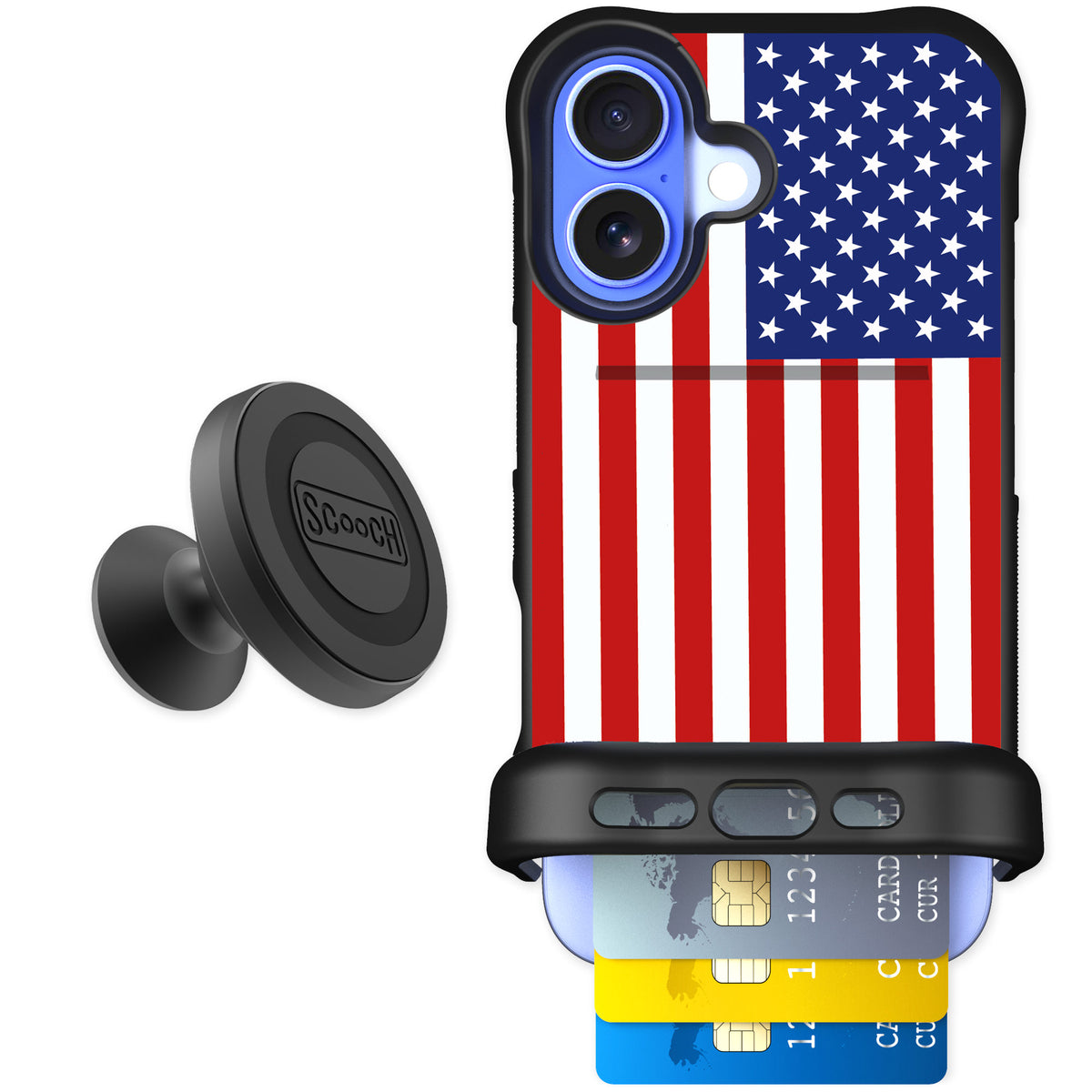 Scooch Wingmate Stars And Stripes for iPhone 16 — Starter Bundle