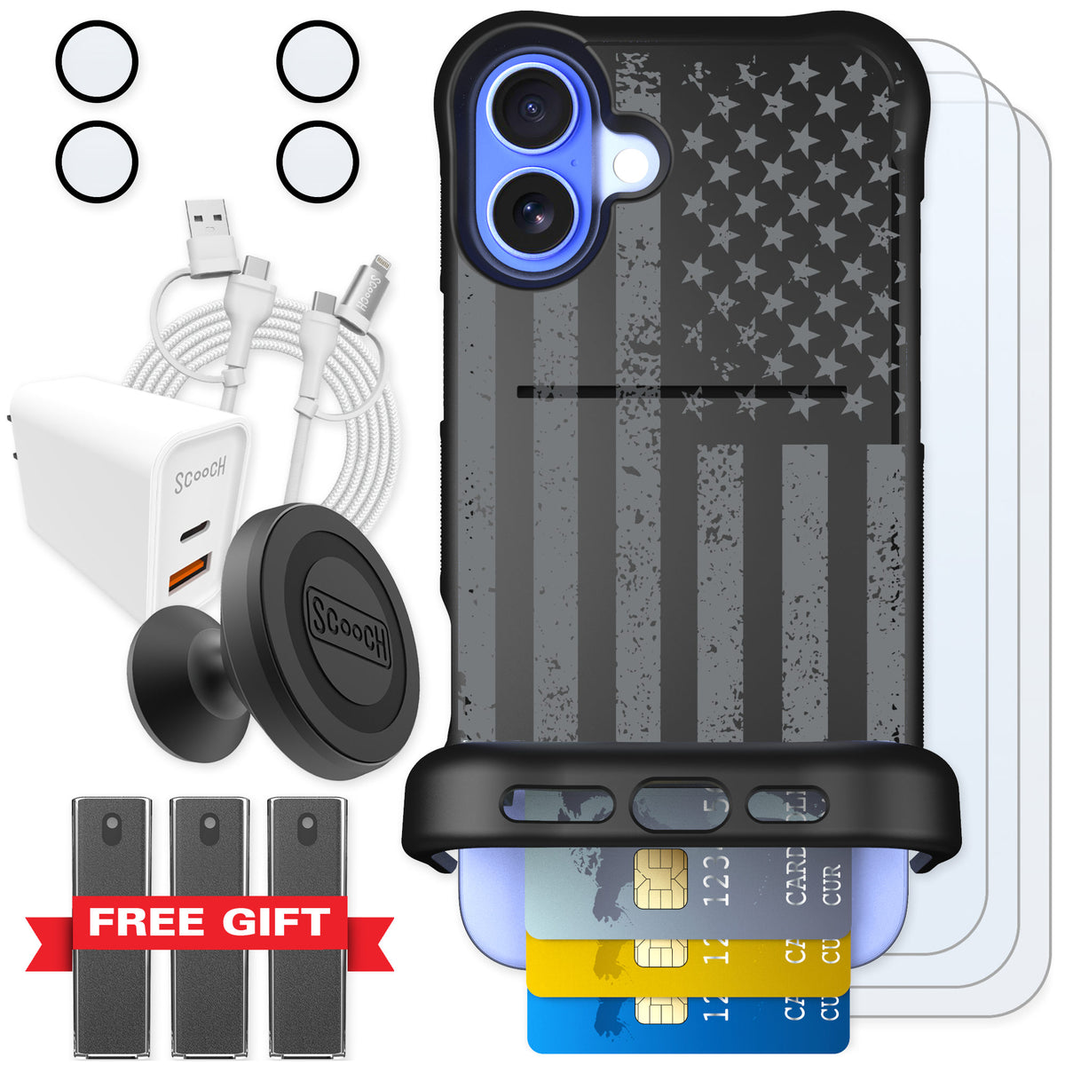 Scooch Wingmate Weathered Glory for iPhone 16 Plus — Ultimate Bundle
