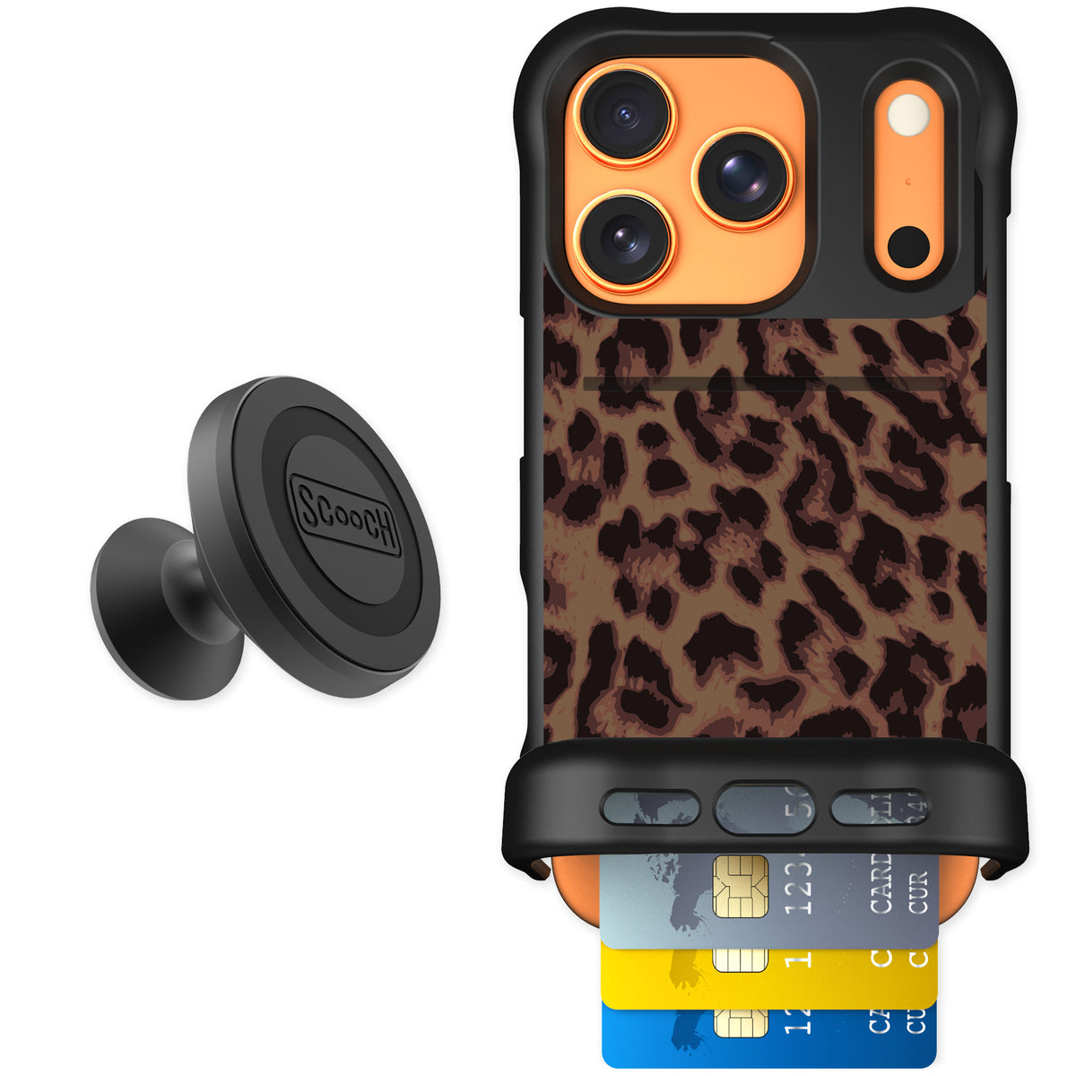 Scooch Wingmate Luxe Leopard for iPhone 17 Pro — Starter Bundle
