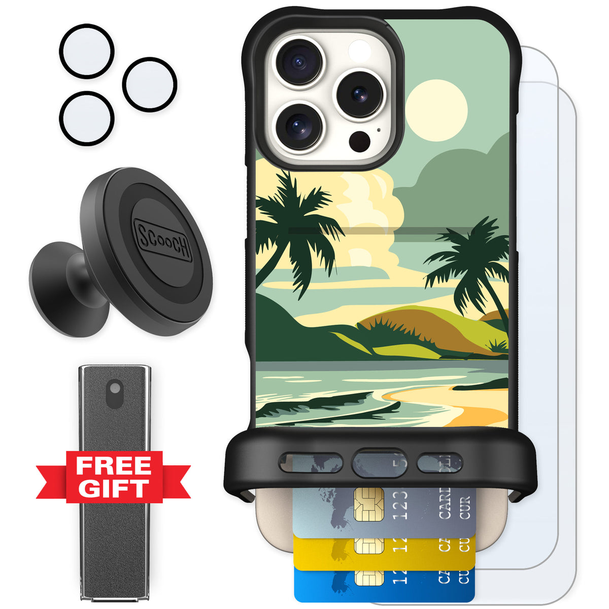 Scooch Wingmate Paradise Cove for iPhone 16 Pro Max — Defender Bundle
