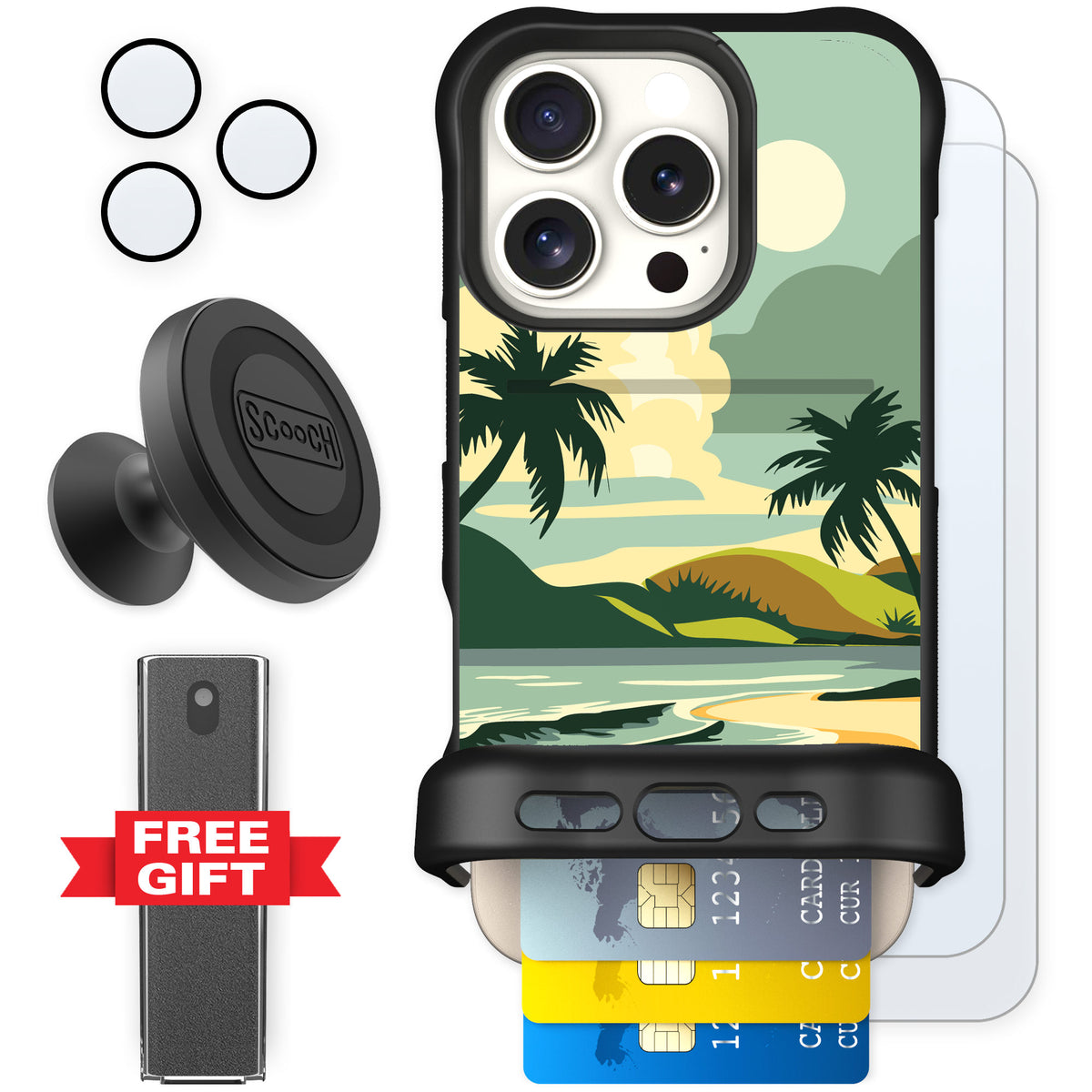 Scooch Wingmate Paradise Cove for iPhone 16 Pro — Defender Bundle