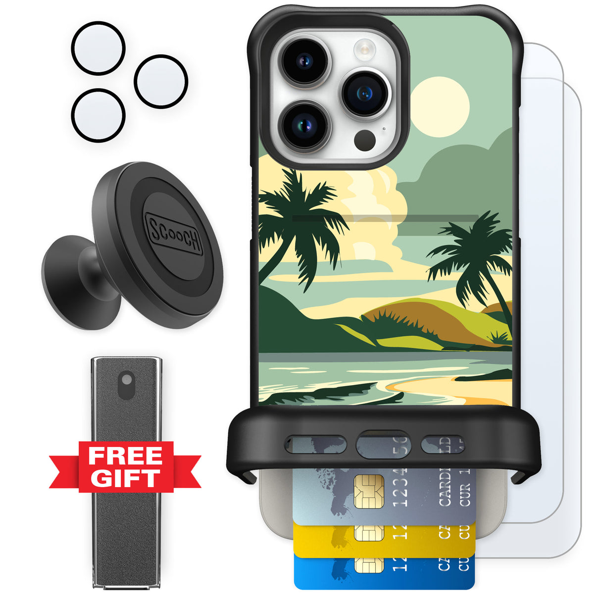 Scooch Wingmate Paradise Cove for iPhone 15 Pro Max — Defender Bundle
