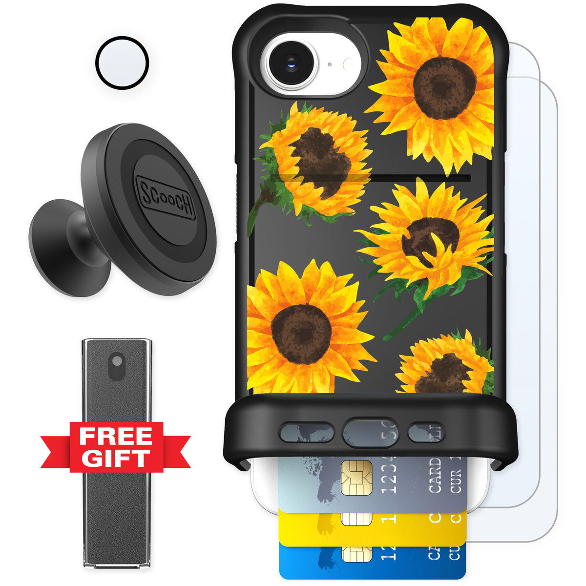 Scooch Wingmate Sunflower Frenzy for iPhone 16e — Defender Bundle