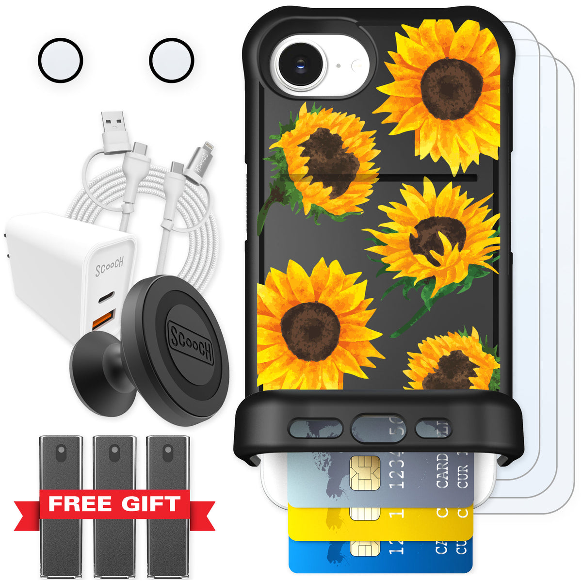 Scooch Wingmate Sunflower Frenzy for iPhone 16e — Ultimate Bundle