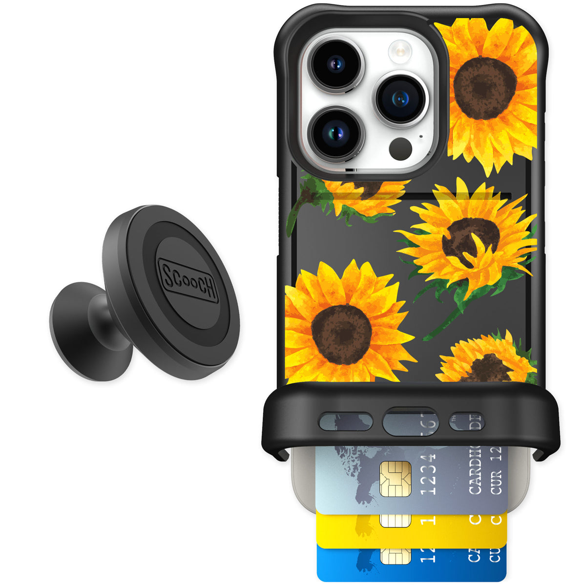 Scooch Wingmate Sunflower Frenzy for iPhone 15 Pro — Starter Bundle