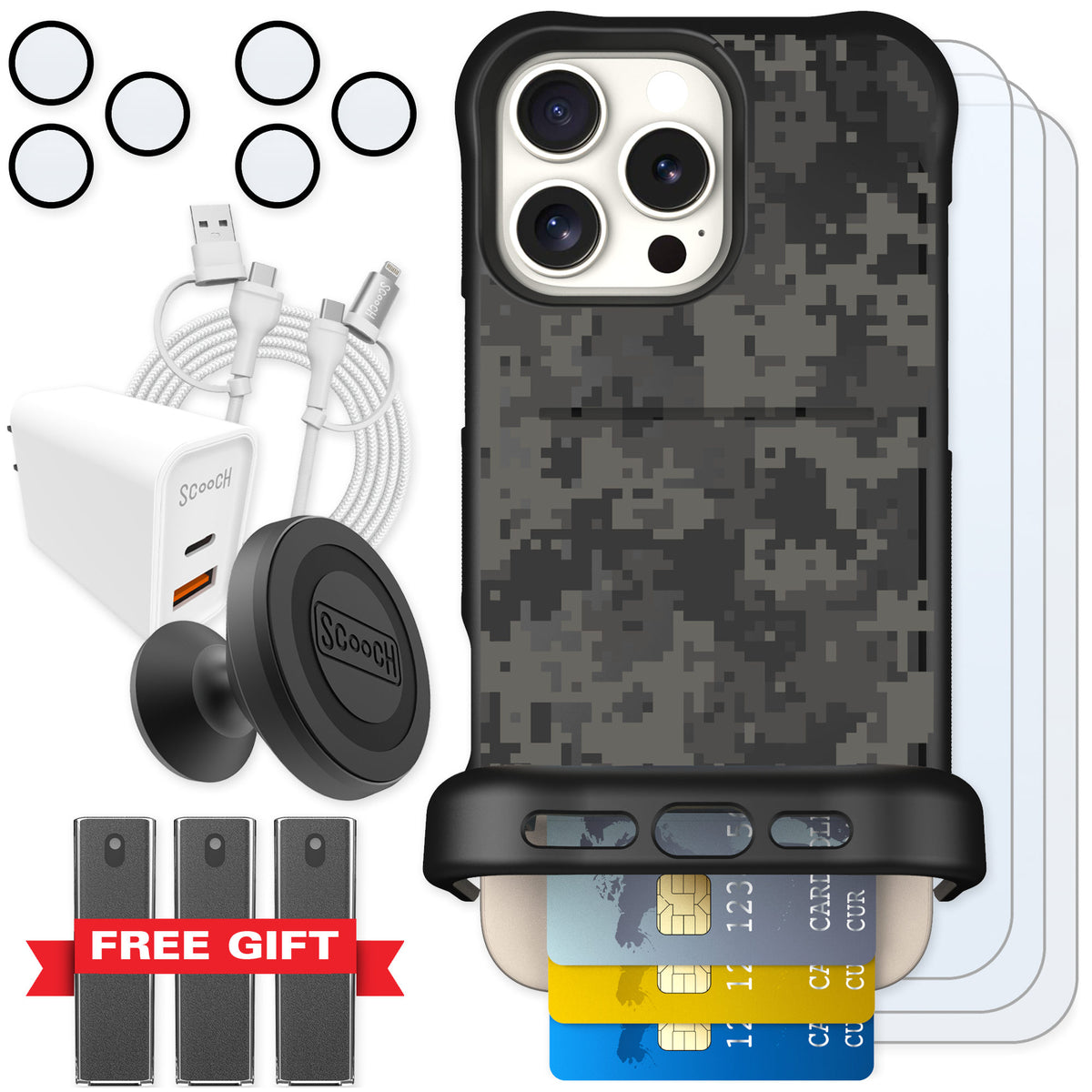Scooch Wingmate Digi Camo for iPhone 16 Pro Max — Ultimate Bundle