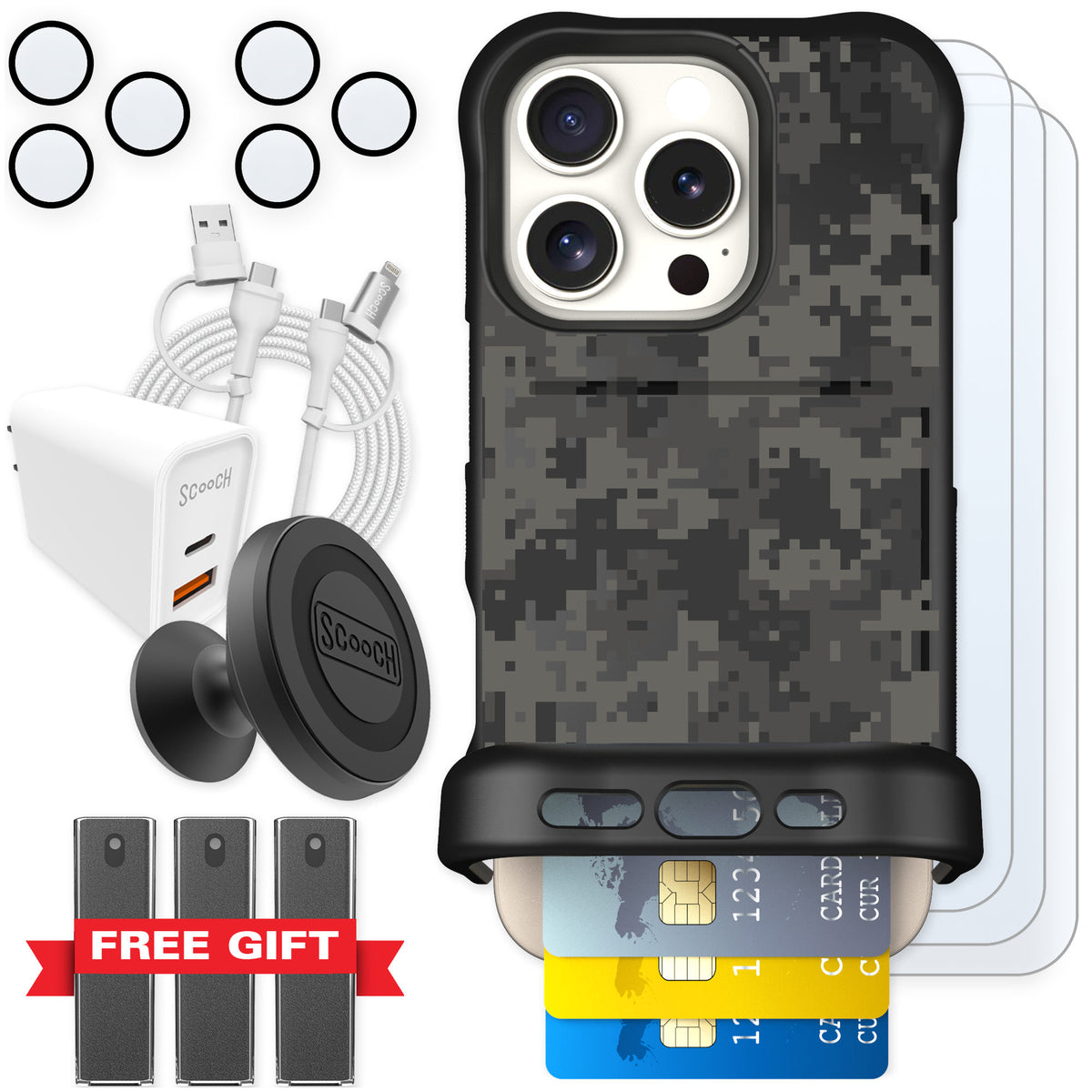 Scooch Wingmate Digi Camo for iPhone 16 Pro — Ultimate Bundle