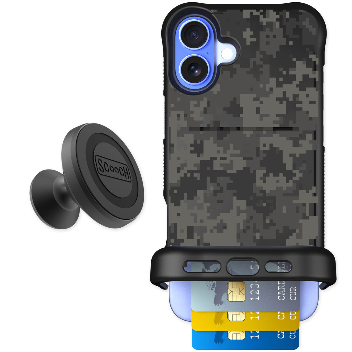 Scooch Wingmate Digi Camo for iPhone 16 Plus — Starter Bundle
