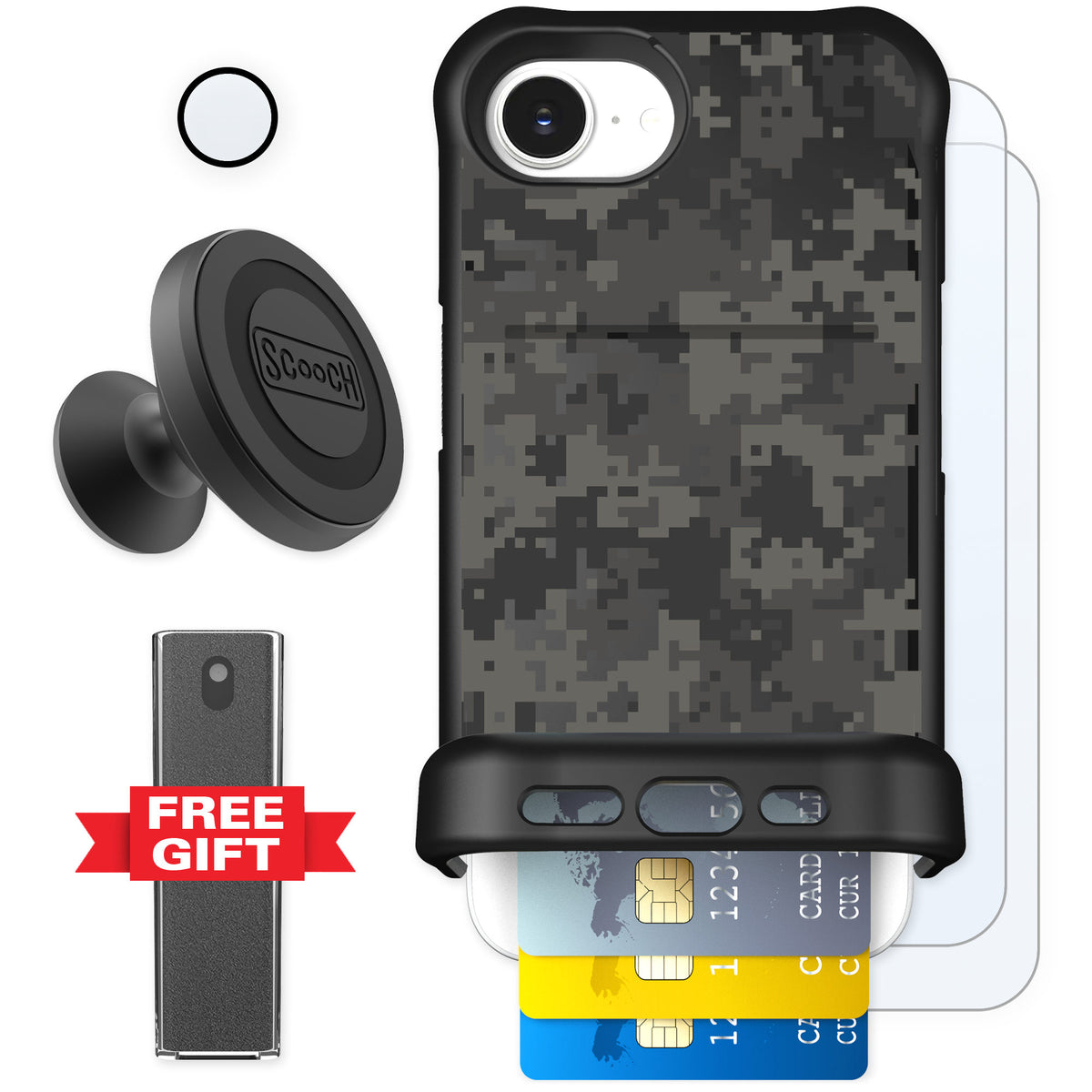 Scooch Wingmate Digi Camo for iPhone 16e — Defender Bundle