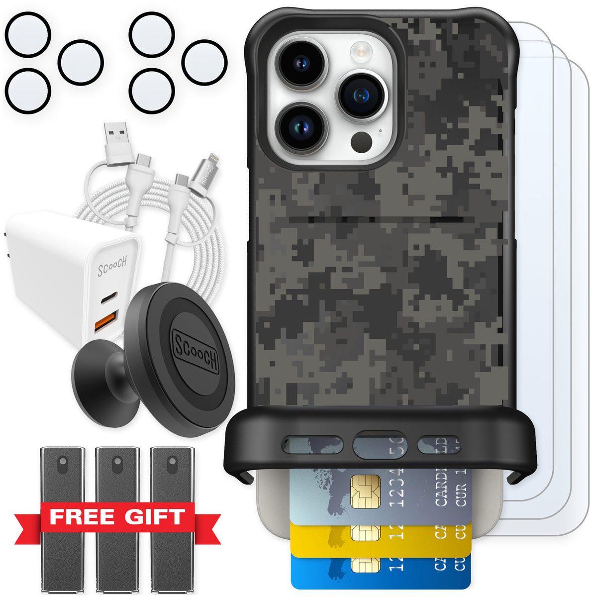 Scooch Wingmate Digi Camo for iPhone 15 Pro Max — Ultimate Bundle
