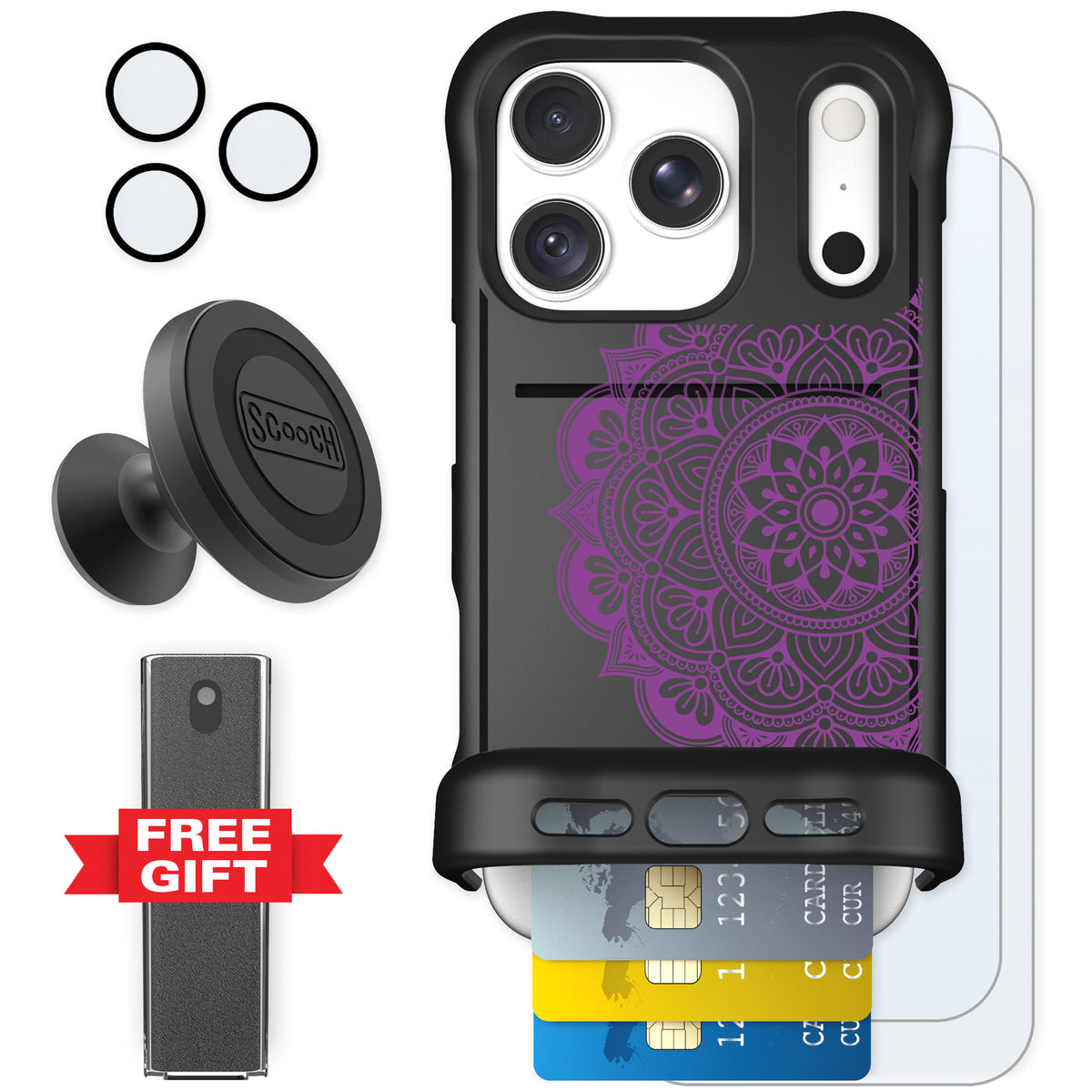 Scooch Wingmate Mandala Dreams for iPhone 18 Pro — Defender Bundle