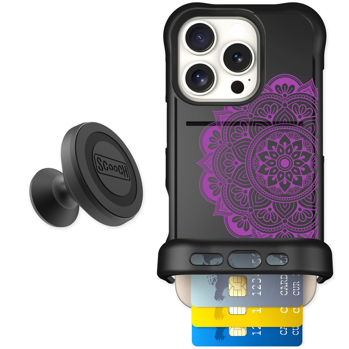 Scooch Wingmate Mandala Dreams for iPhone 16 Pro — Starter Bundle
