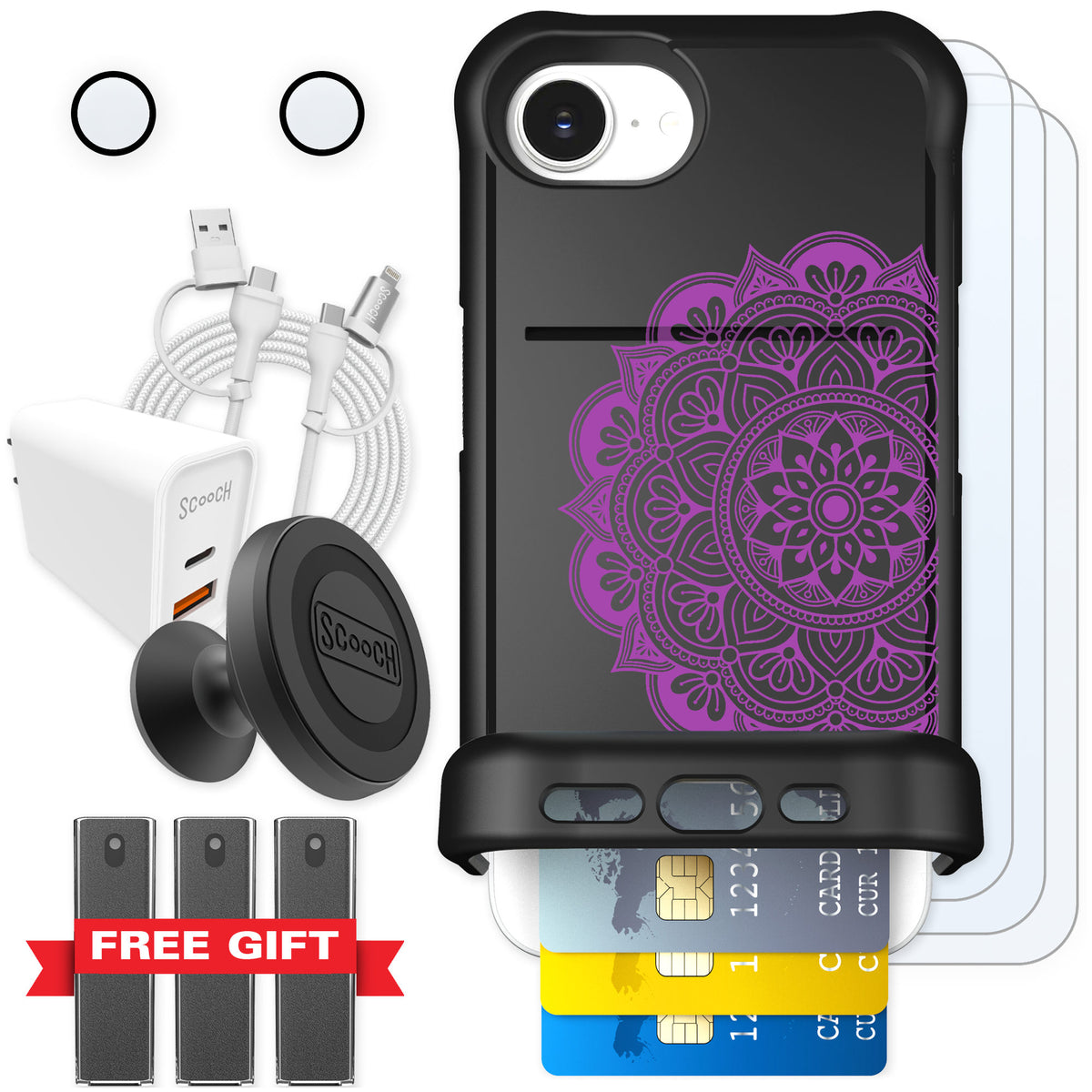 Scooch Wingmate Mandala Dreams for iPhone 16e — Ultimate Bundle