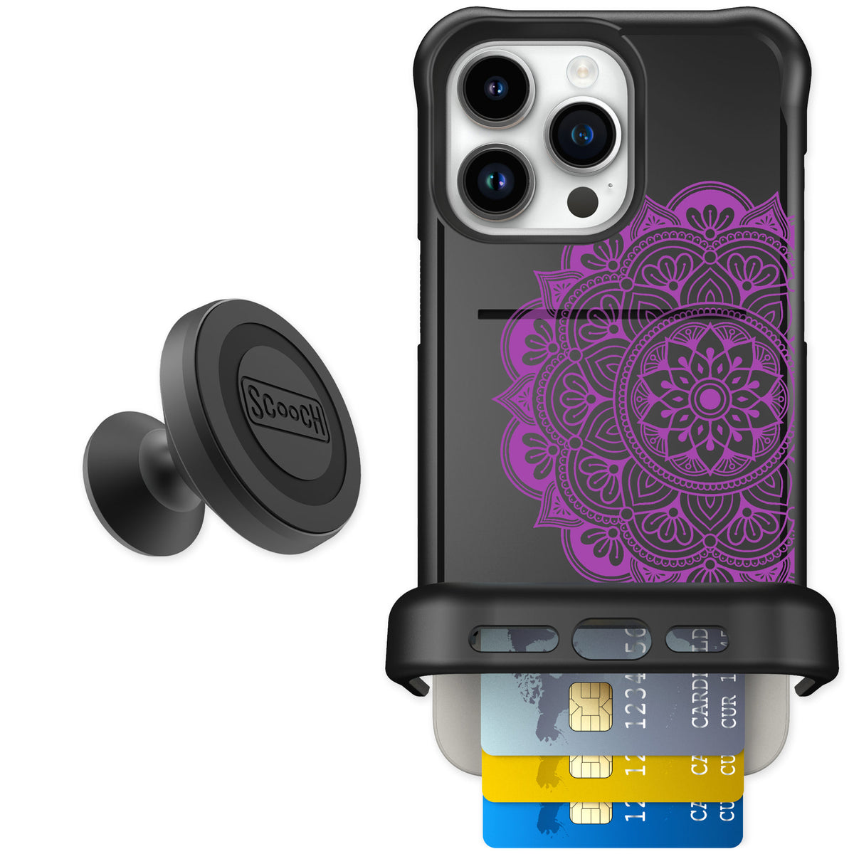 Scooch Wingmate Mandala Dreams for iPhone 15 Pro Max — Starter Bundle