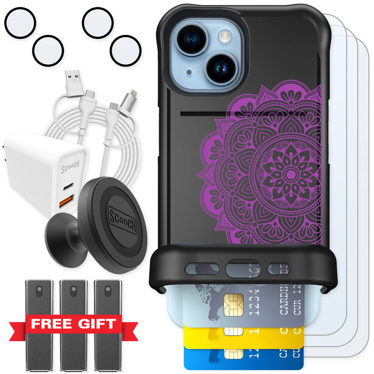 Scooch Wingmate Mandala Dreams for iPhone 15 — Ultimate Bundle