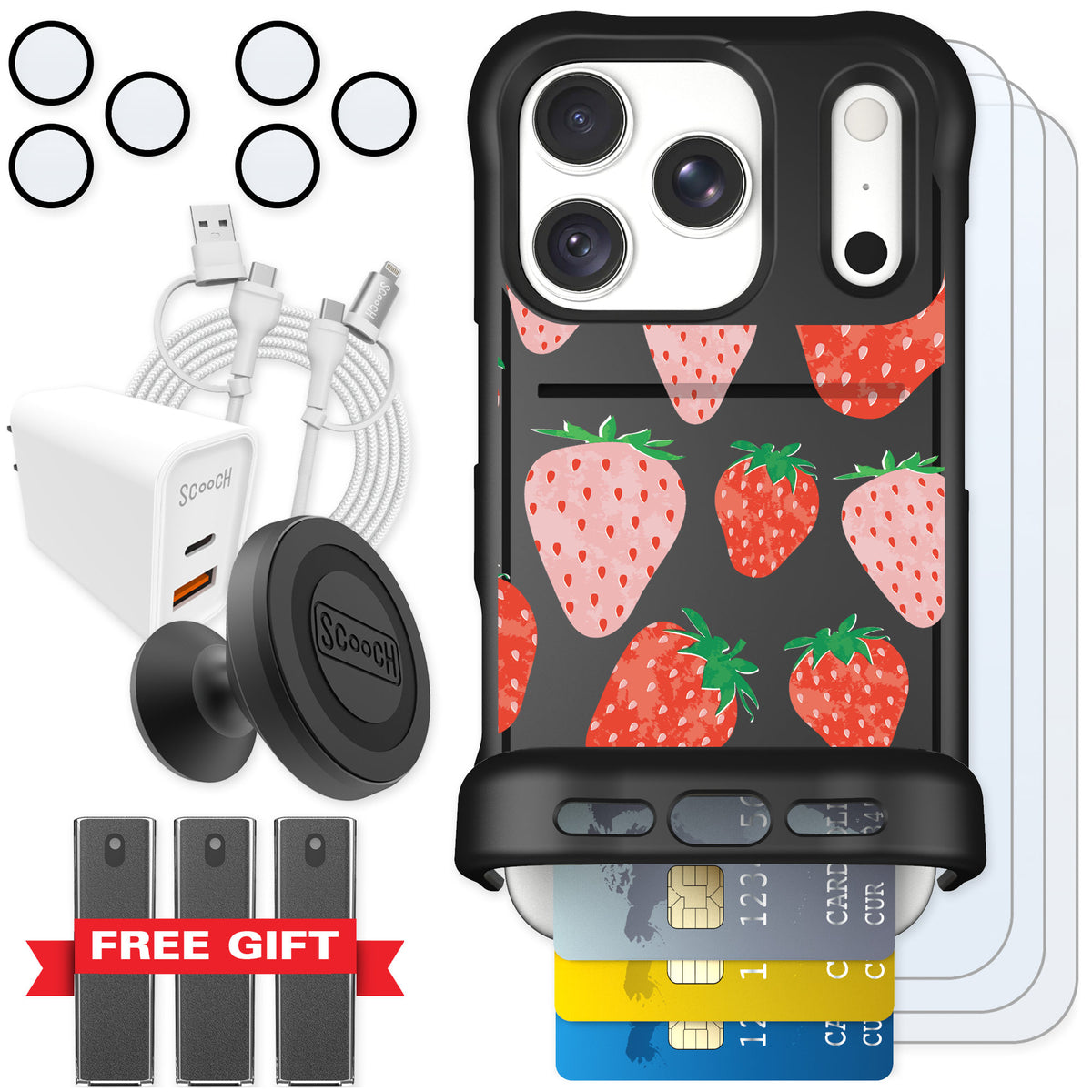 Scooch Wingmate Strawberry Fields for iPhone 18 Pro — Ultimate Bundle