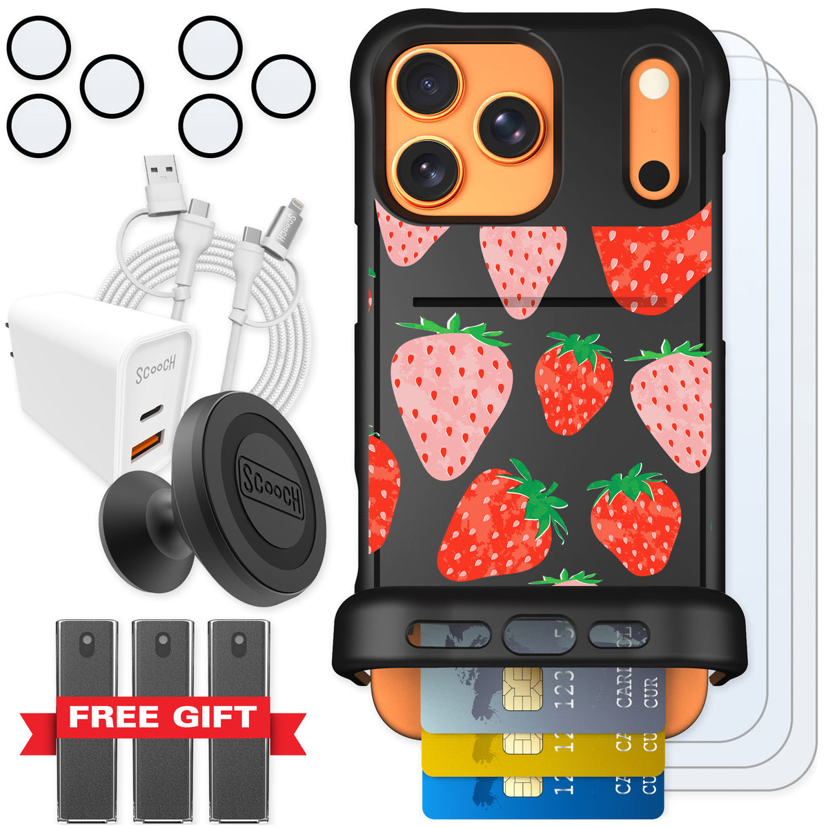 Scooch Wingmate Strawberry Fields for iPhone 17 Pro Max — Ultimate Bundle