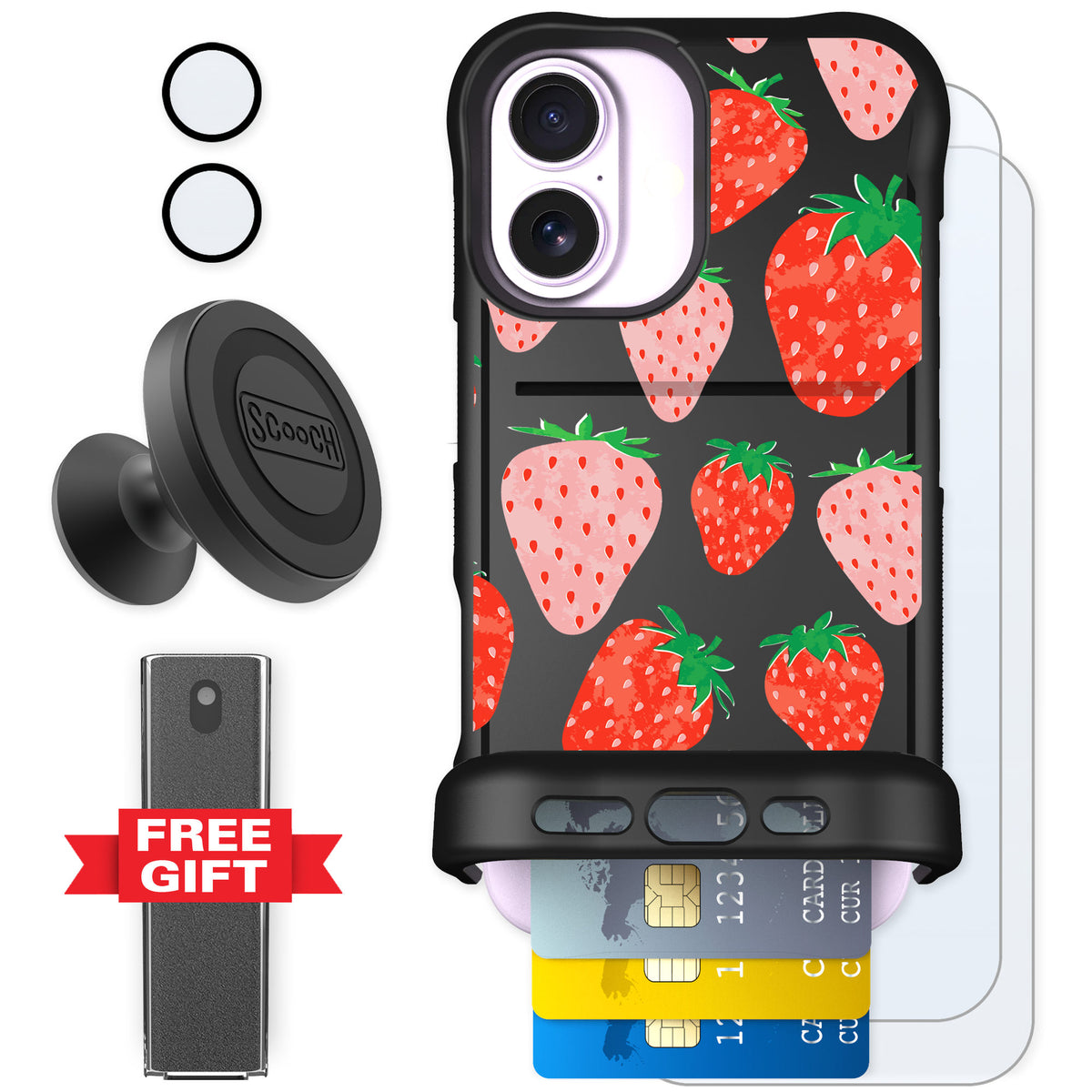 Scooch Wingmate Strawberry Fields for iPhone 17 — Defender Bundle